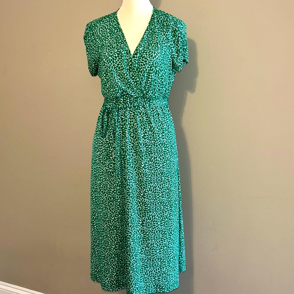 Motherhood Maternity Small Green Geometric Floral Tie Dress